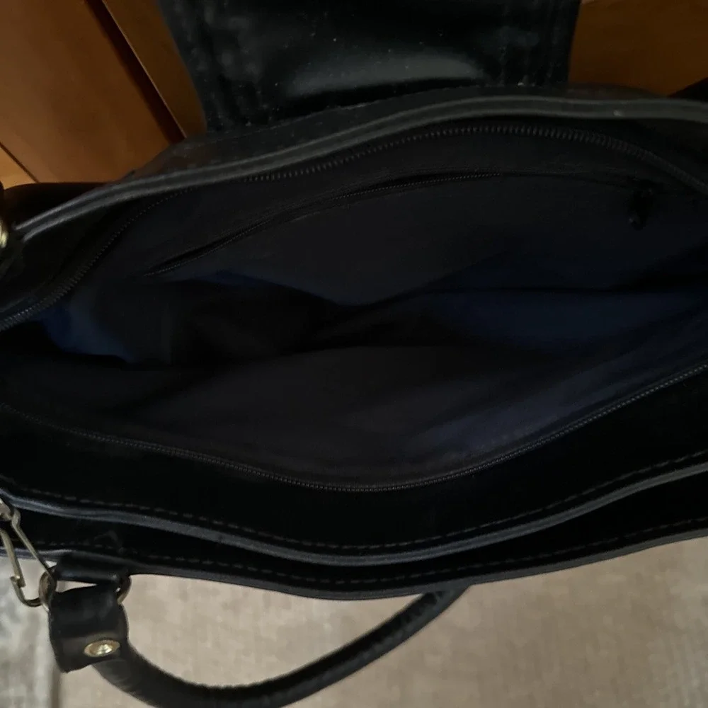 American Italy Black Leather Handbag Bag Purse Boho